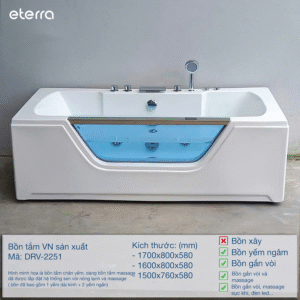 Bồn tắm yếm ngâm ETERRA DRV-2251 có massage có gắn sẵn vòi tặng