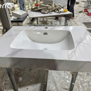 Bàn Lavabo INAX 1 Tầng Đá Mài cao cấp trắng vân mây