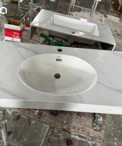 Bàn Lavabo AL-2216V INAX 1 Tầng Đá Mài cao cấp trắng vân mây