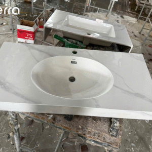 Bàn Lavabo AL-2216V INAX 1 Tầng Đá Mài cao cấp trắng vân mây