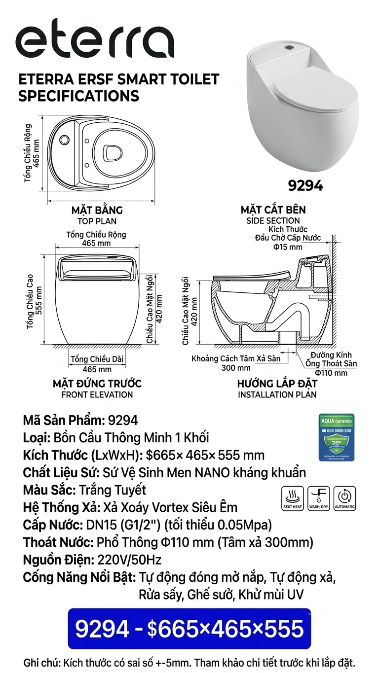 Bồn cầu trứng Eterra ERSF.9294 3 bồn cầu trứng eterra ERSF.9235