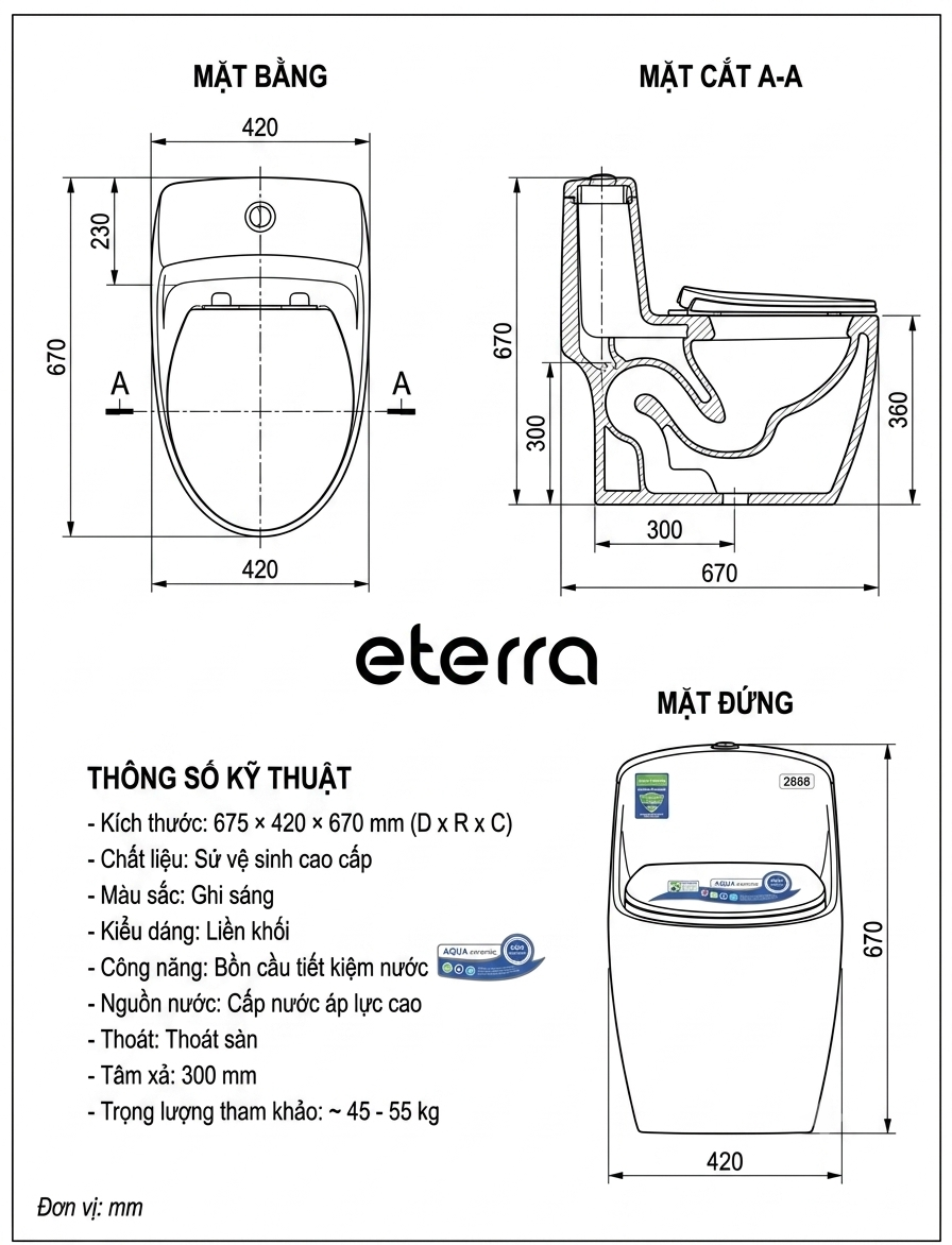 Bồn cầu trứng Eterra ERSF.2888