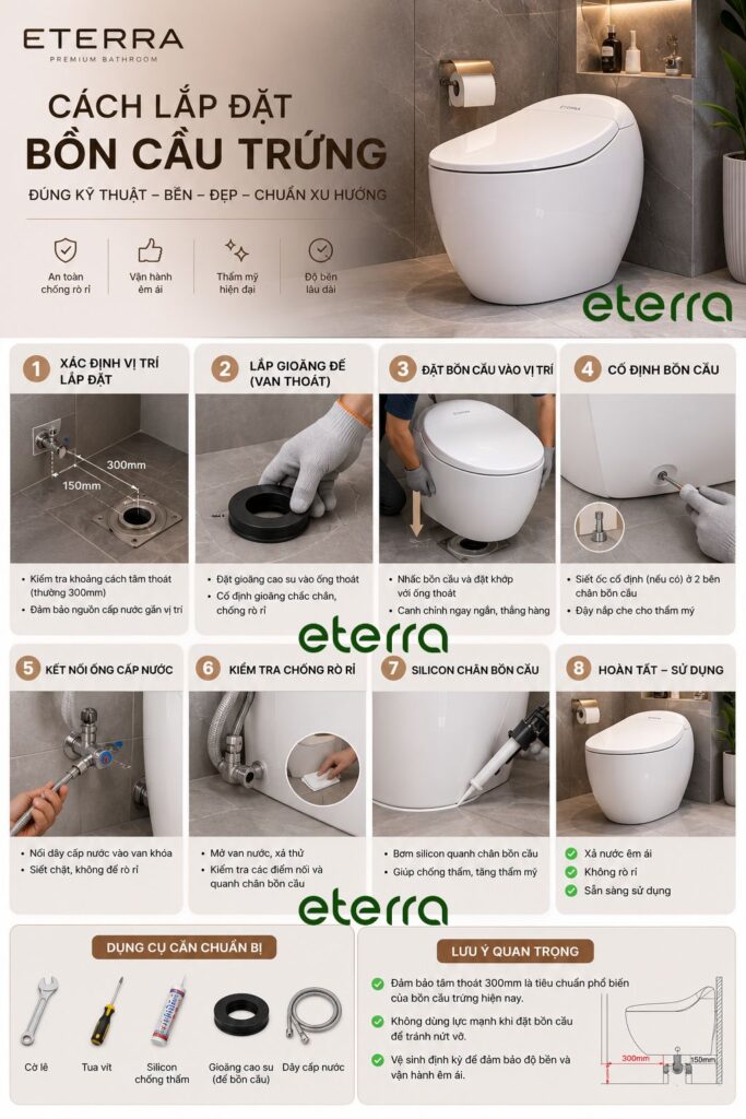 cách lắp đặt bồn cầu trứng
